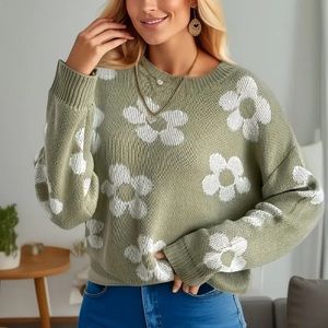 Flower sweater plus size
